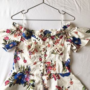 Floral Lace up Blouse